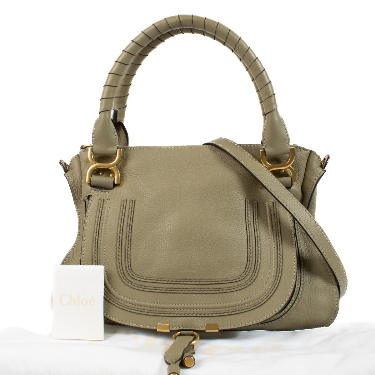 Shop safe online at Labellov in Antwerp, Brussels and Knokke this 100% authentic second hand Chloé Green Marcie Double Carry Shoulder Bag. Veilig online tweedehands authentieke Chloé Green Marcie Double Carry handtas kopen bij Labellov.
