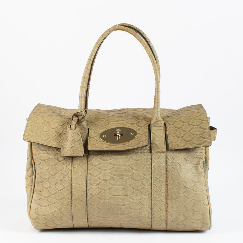 Mulberry Beige Python-Embossed Bag