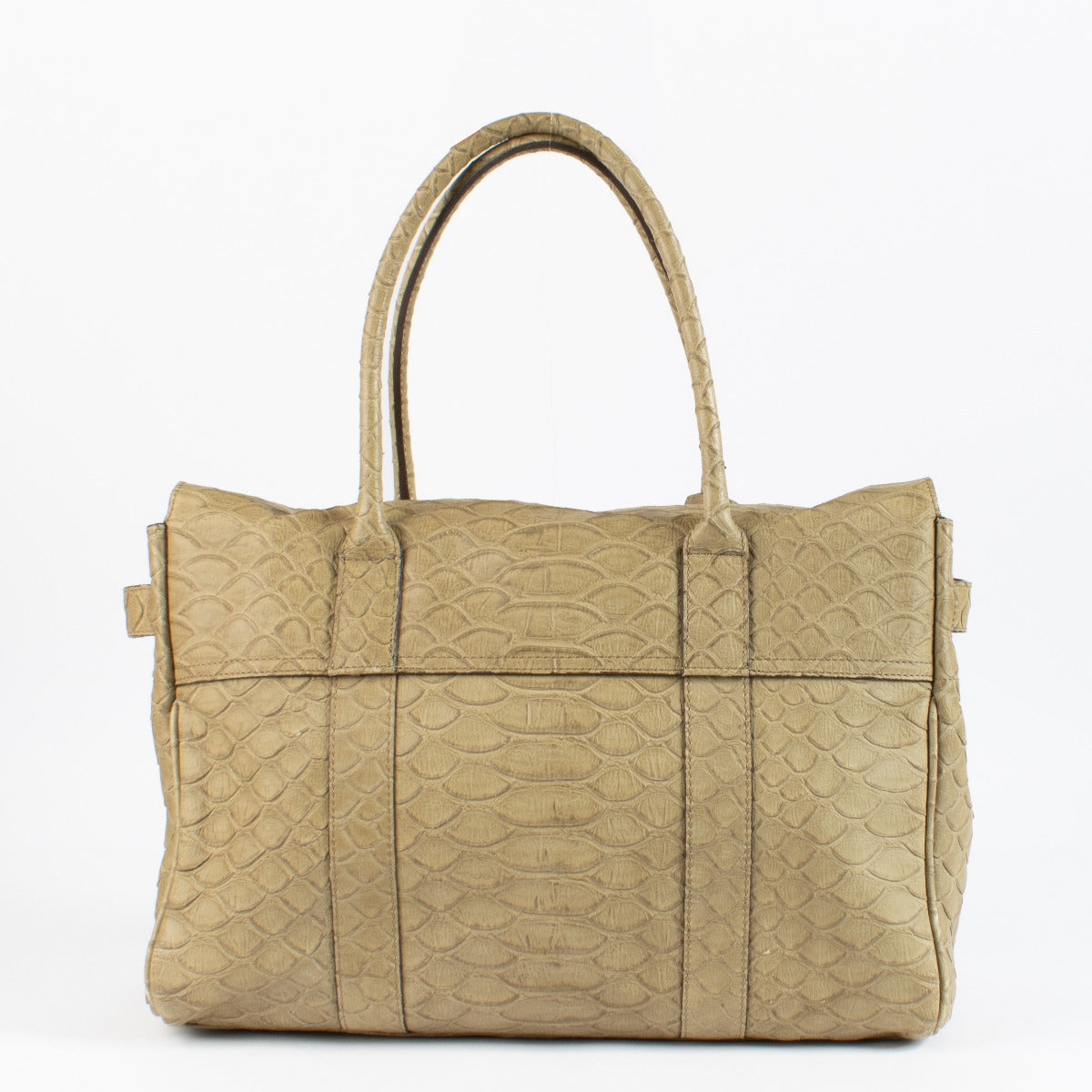 Sac Mulberry beige soyeux avec gaufrage python