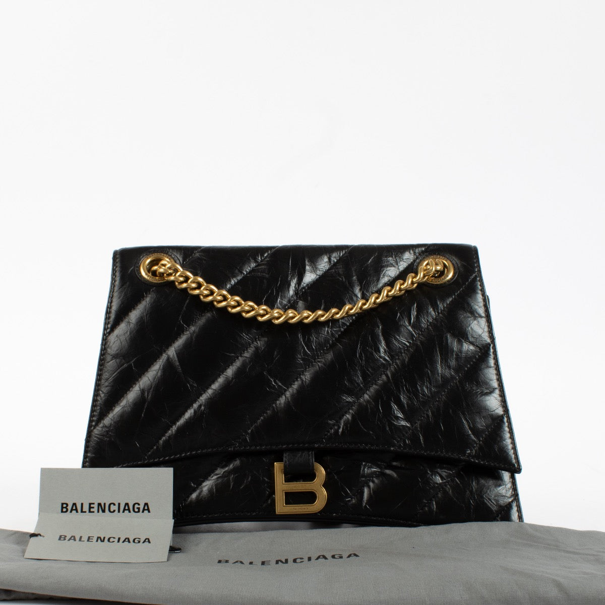 Authentic Second Hand Balenciaga Black Quilted Leather Medium Crush Bag on Labellov.com