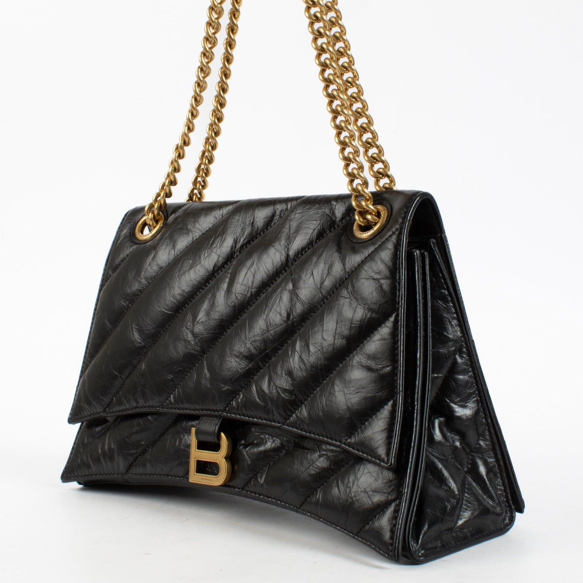 Authentic Second Hand Balenciaga Black Quilted Leather Medium Crush Bag on Labellov.com