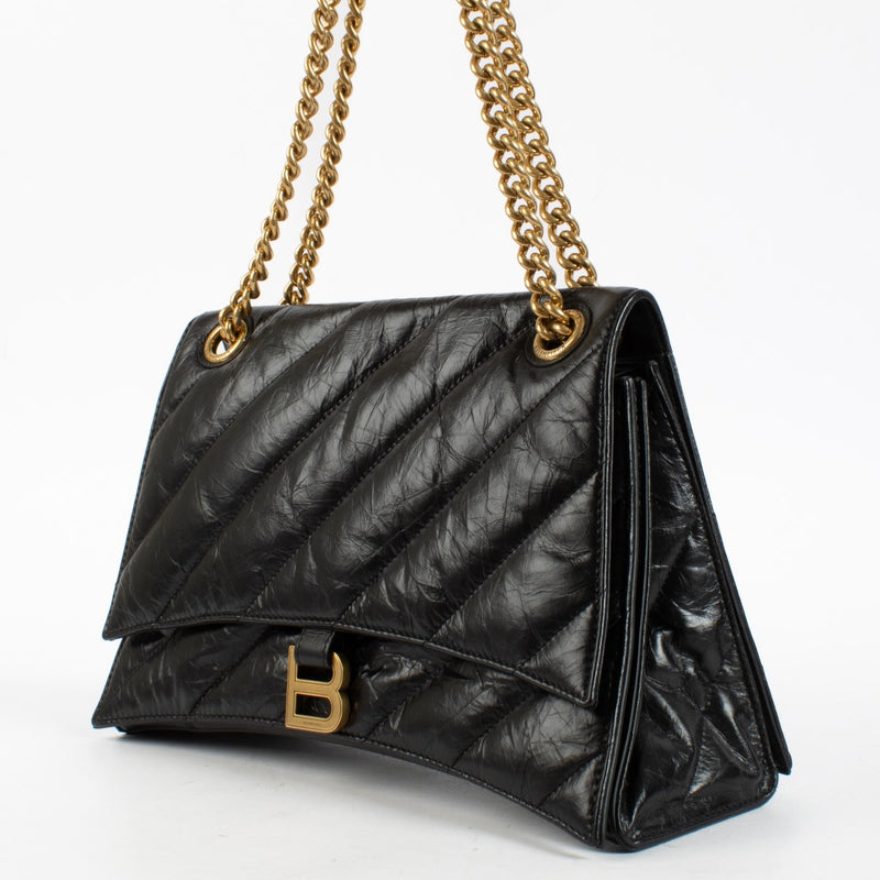 Authentic Second Hand Balenciaga Black Quilted Leather Medium Crush Bag on Labellov.com