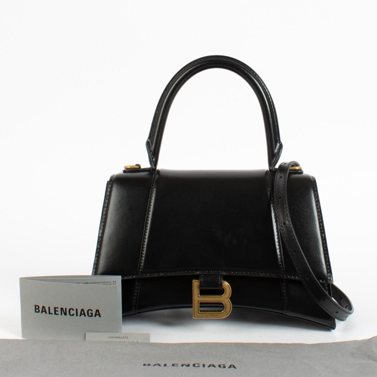 Shop the authentic Balenciaga Black Hourglass Small Bag second hand on Labellov.com.