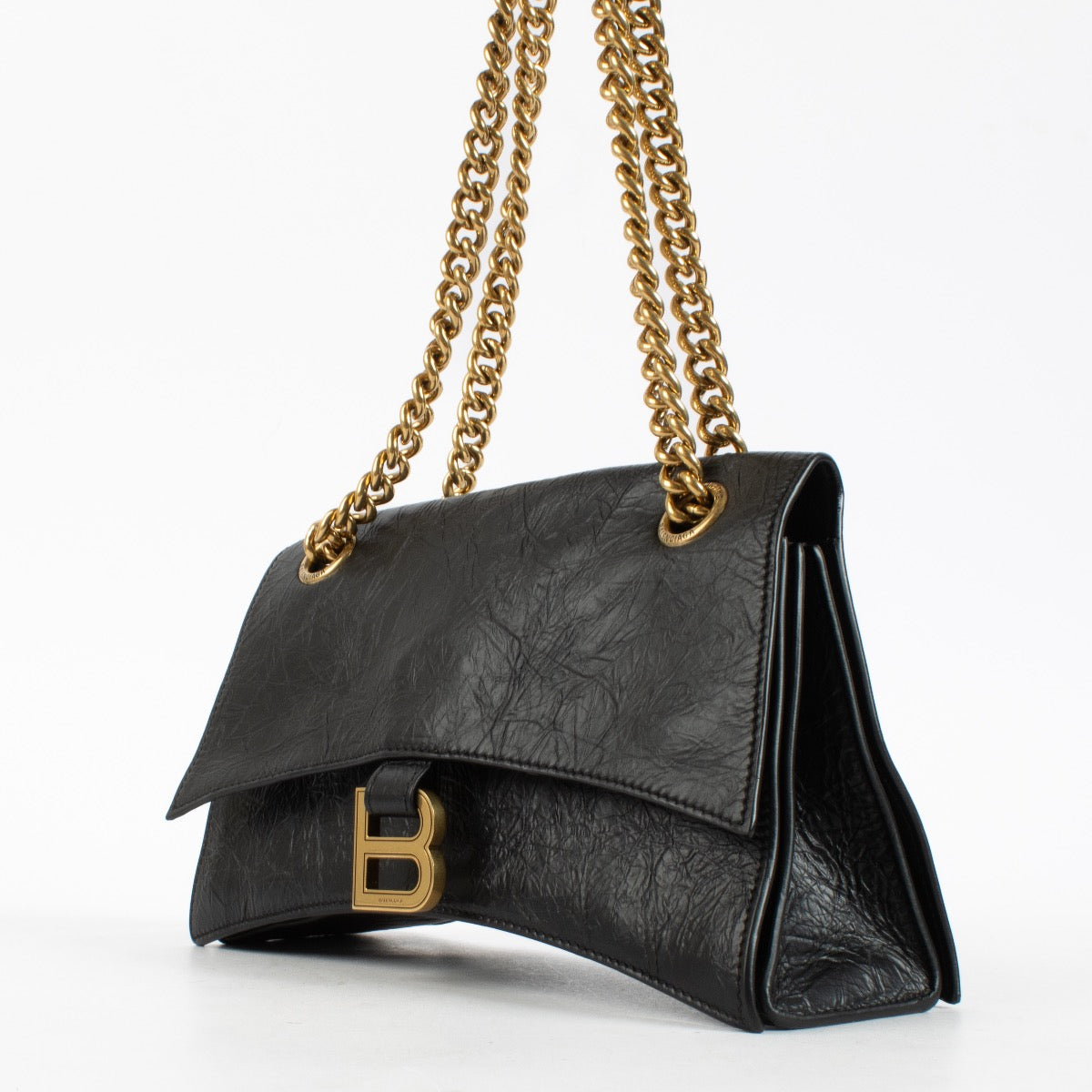 Authentic Second Hand Balenciaga Black Leather Crush Small Chain Bag on Labellov.com