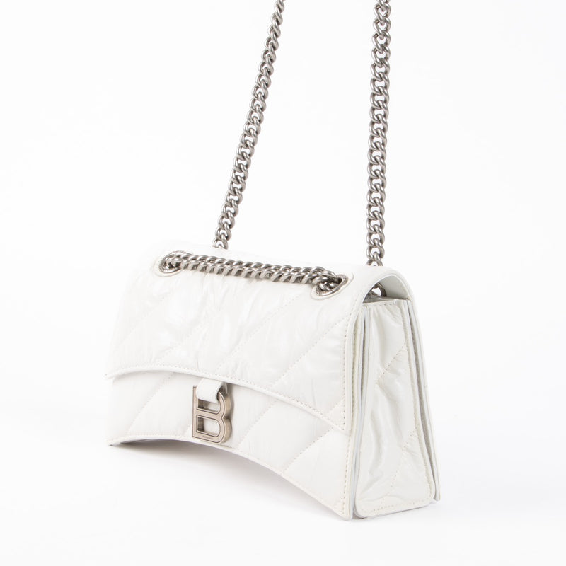 Authentic pre-loved Balenciaga White Crushed Calfskin Small Crossbody Bag on Labellov.com