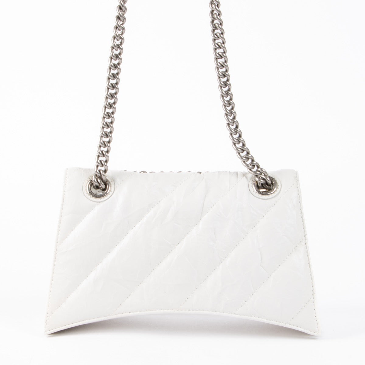 Authentic pre-loved Balenciaga White Crushed Calfskin Small Crossbody Bag on Labellov.com