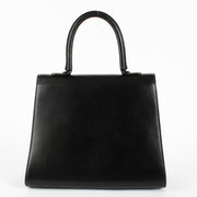 Delvaux Black Box Calf Brillant MM handbag with silver buckle at Labellov.com