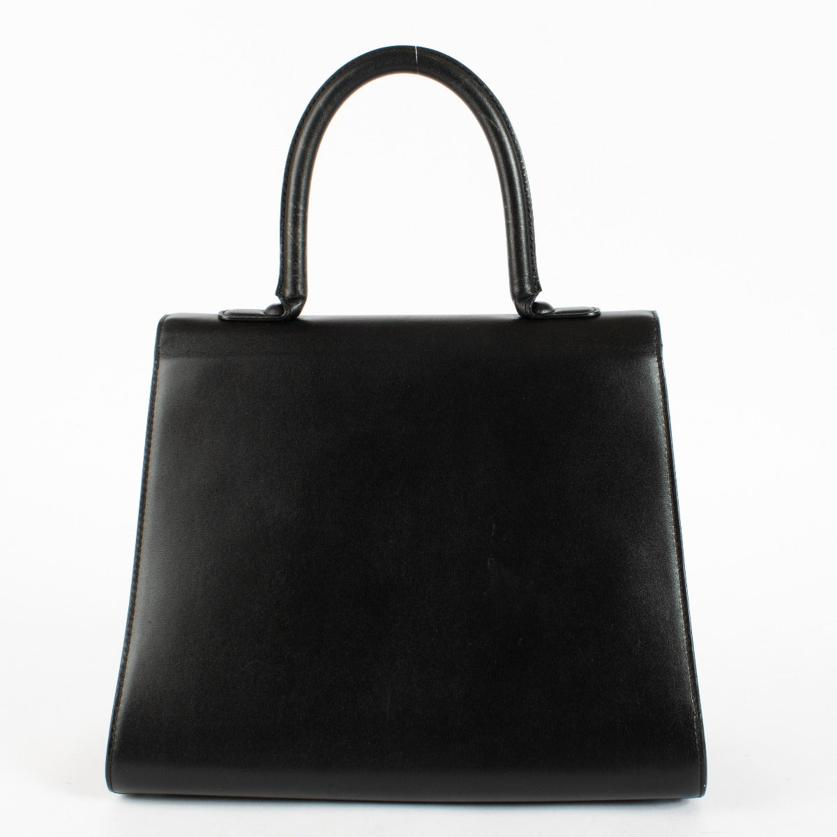 Delvaux Black Box Calf Brillant MM handbag with silver buckle at Labellov.com