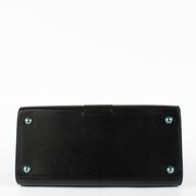 Delvaux Black Box Calf Brillant MM handbag with silver buckle at Labellov.com