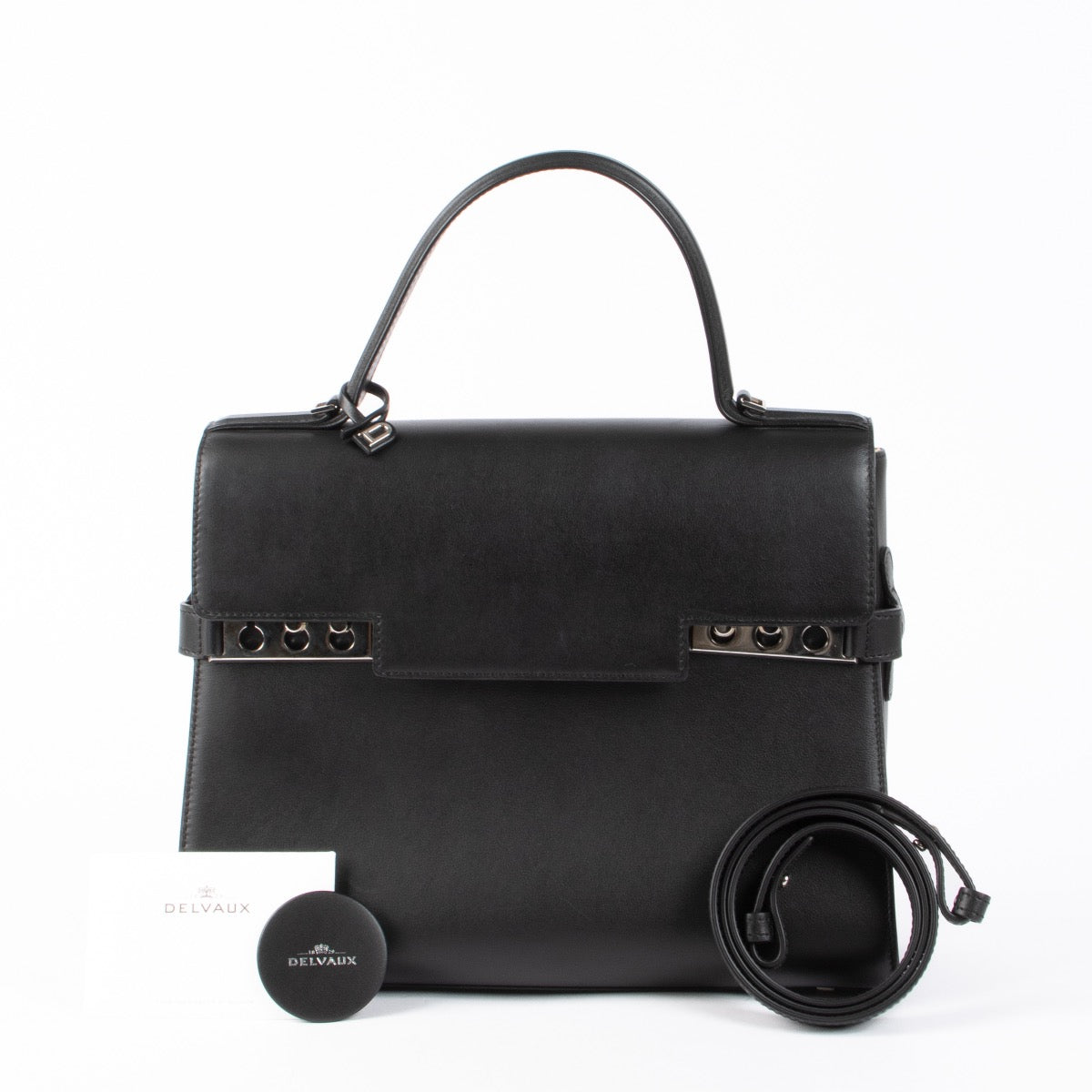Authentic pre-loved Delvaux Black Supple Calf GM Tempête Top Handle Bag on Labellov.com