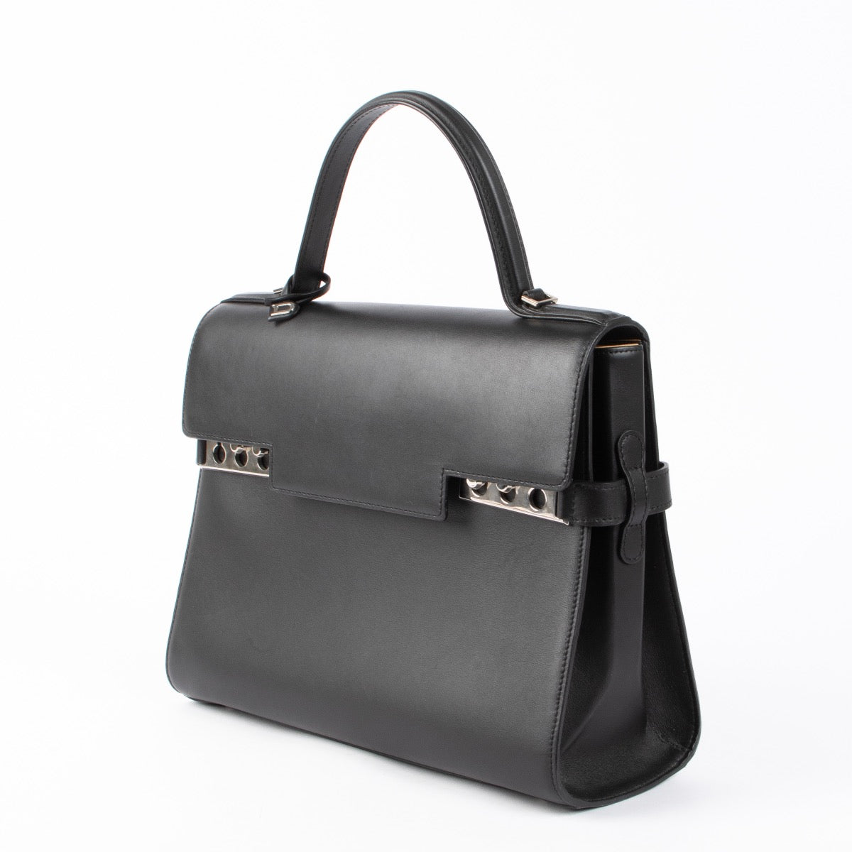 Authentic pre-loved Delvaux Black Supple Calf GM Tempête Top Handle Bag on Labellov.com