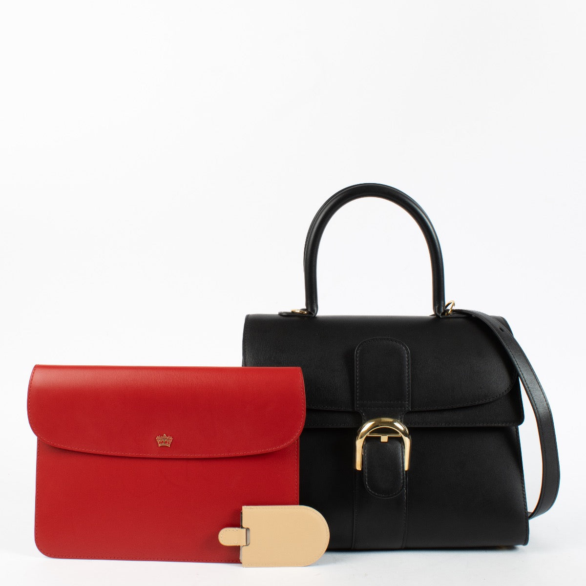 Authentic Preloved Delvaux Black/Lipstic Box Calf Brillant MM Pocket Bag on Labellov.com