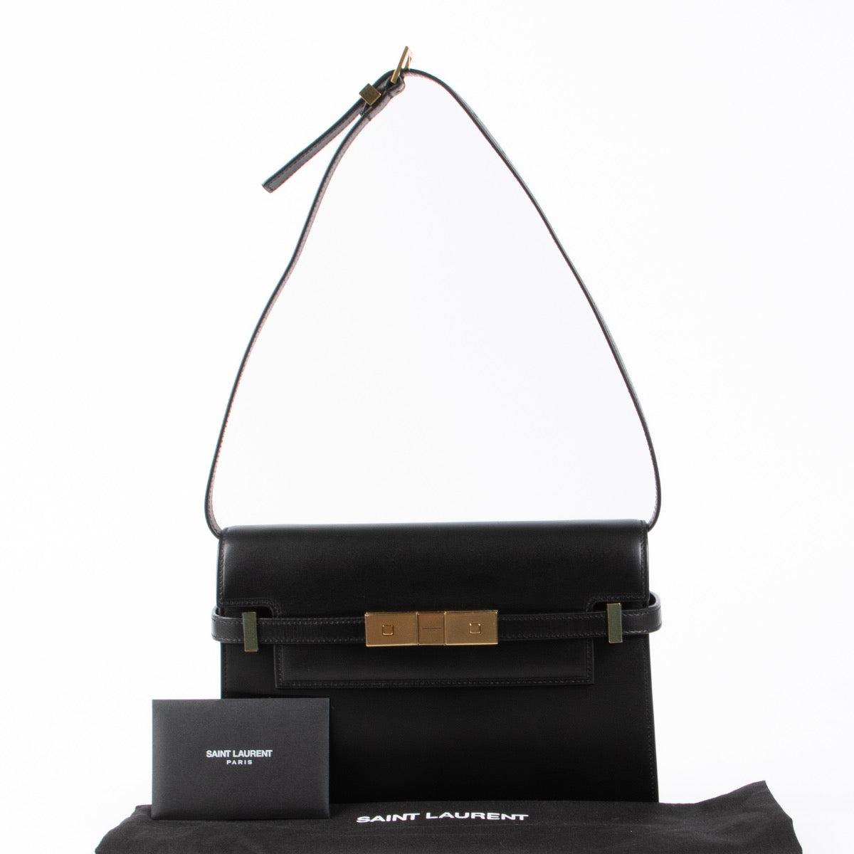 Authentic pre-loved Saint Laurent Black Manhattan Shoulder Bag on Labellov.com
