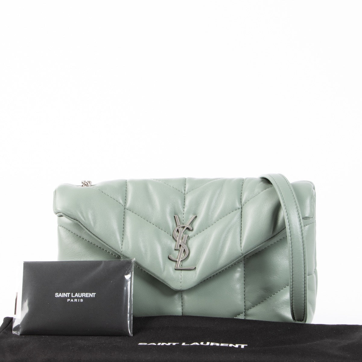 Authentic pre-loved Saint Laurent Green Loulou Puffer Crossbody Bag on Labellov.com