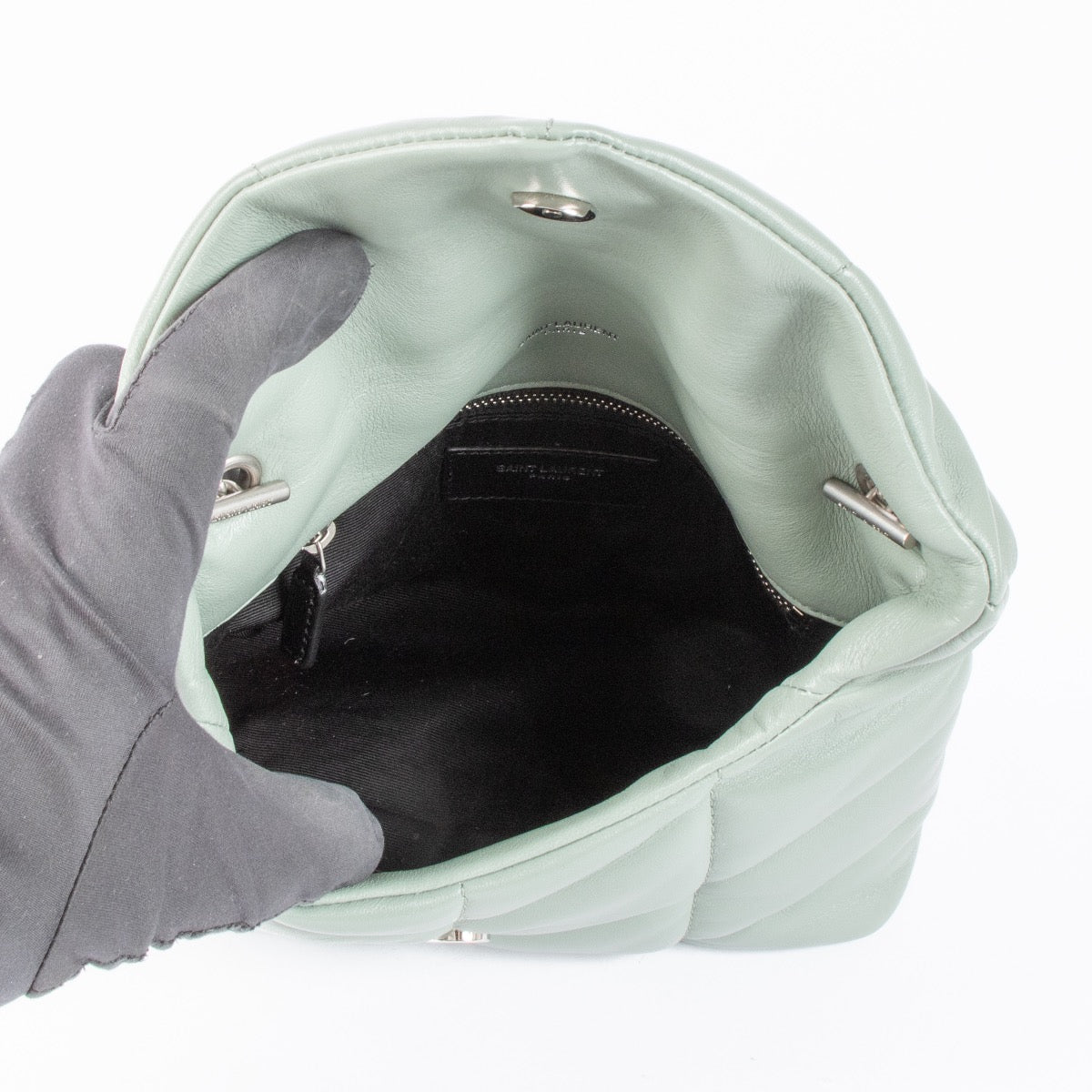 Authentic pre-loved Saint Laurent Green Loulou Puffer Crossbody Bag on Labellov.com