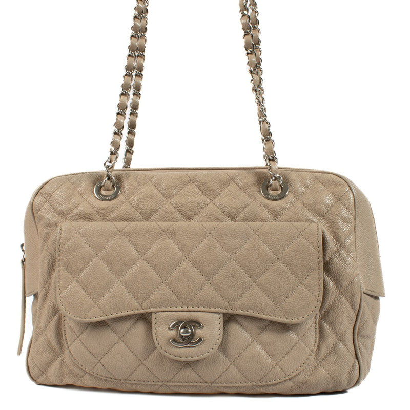 Authentic second hand Chanel Beige Caviar Camera Front Flap Bag on Labellov.com