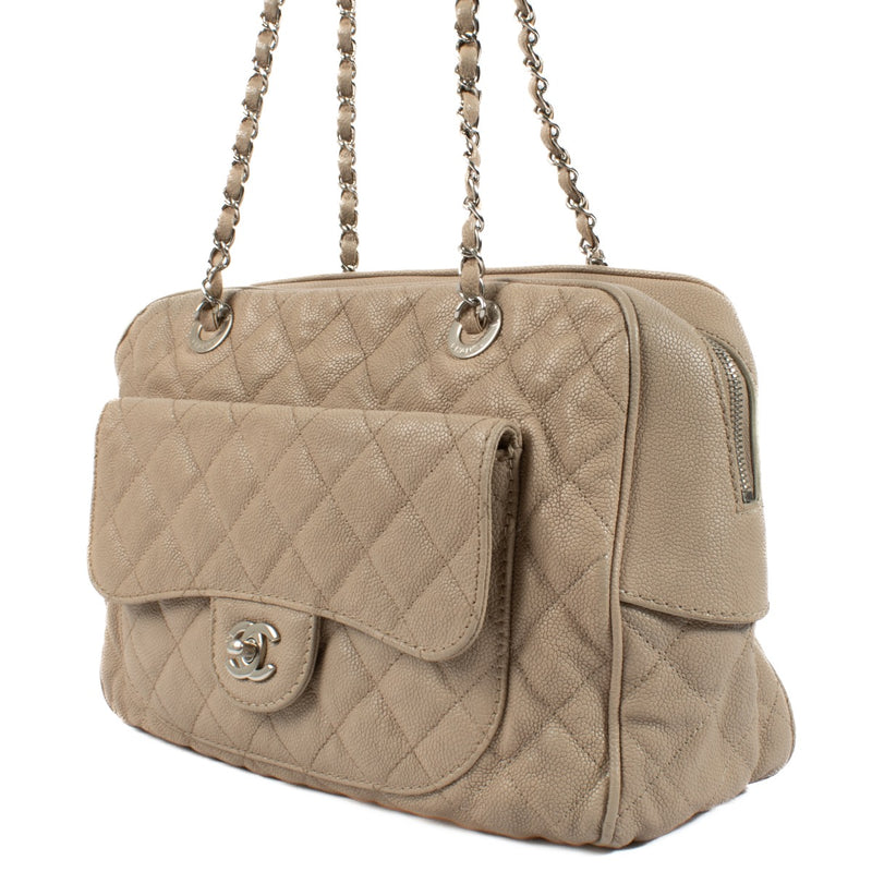Authentic second hand Chanel Beige Caviar Camera Front Flap Bag on Labellov.com