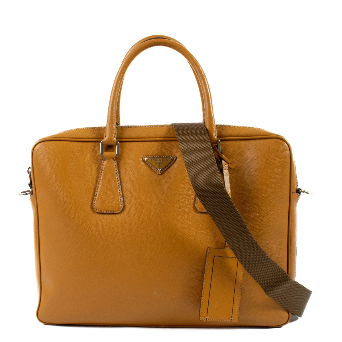 Serviette Prada Saffiano marron