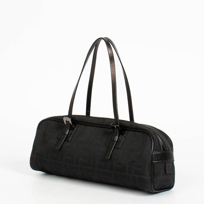 Authentic pre-loved Fendi Black Zucca Mini Barrel Top Handle Bag on Labellov.com