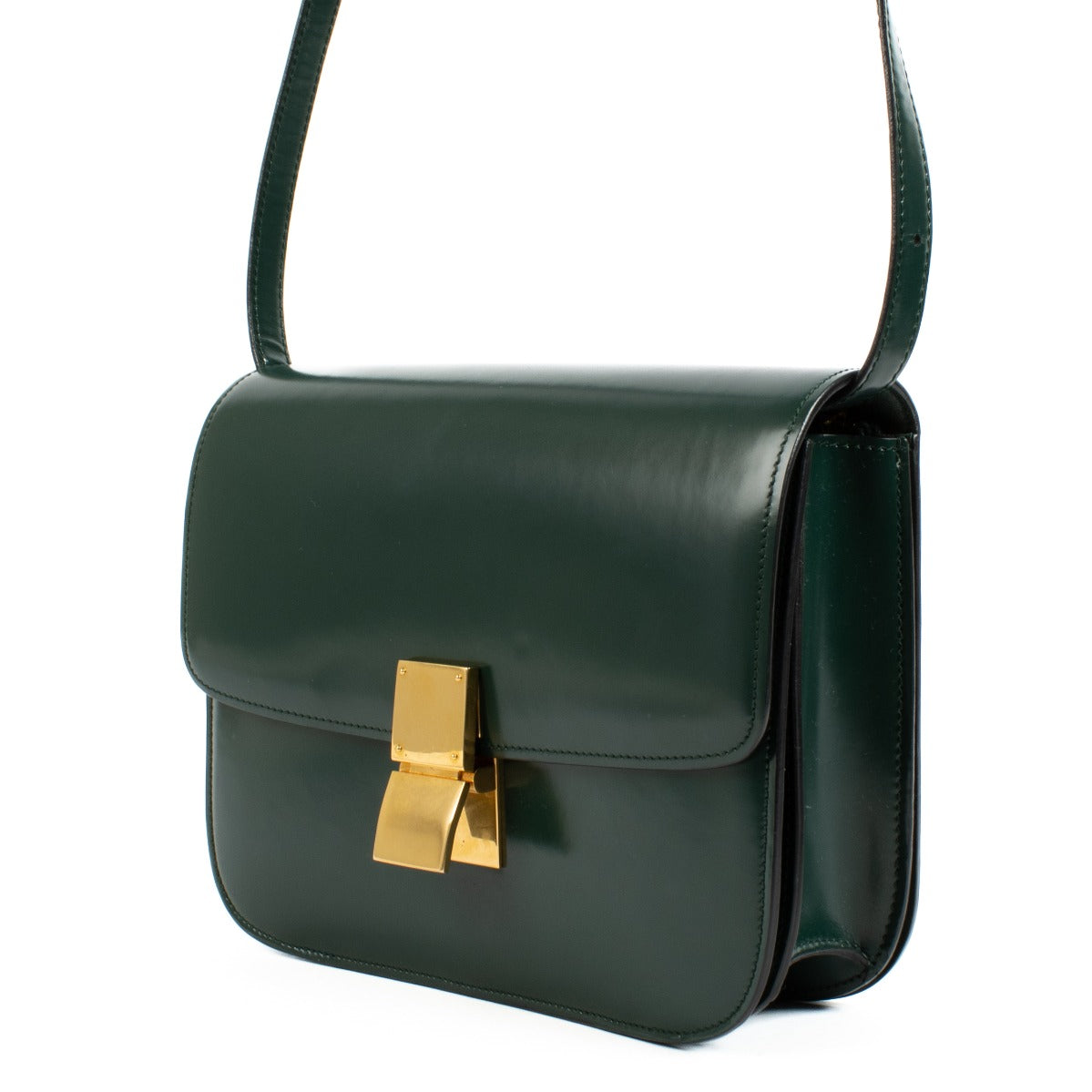 Celine Green Brushed Calfskin Medium Classic Box Bag