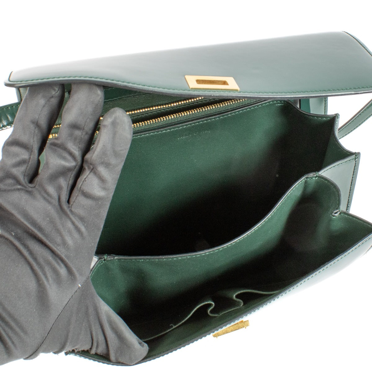 Celine Green Brushed Calfskin Medium Classic Box Bag