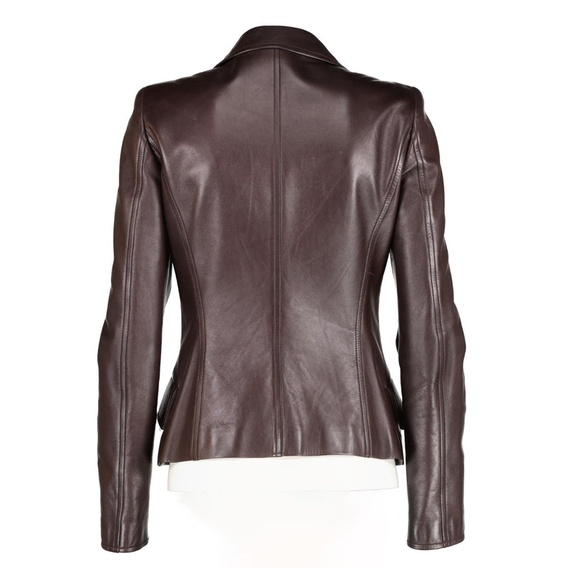 Buy authentic second hand Gucci Burgundy Leather Jacket - Size 40 at Labellov.com