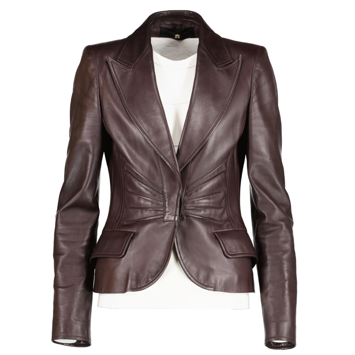 Buy authentic second hand Gucci Burgundy Leather Jacket - Size 40 at Labellov.com