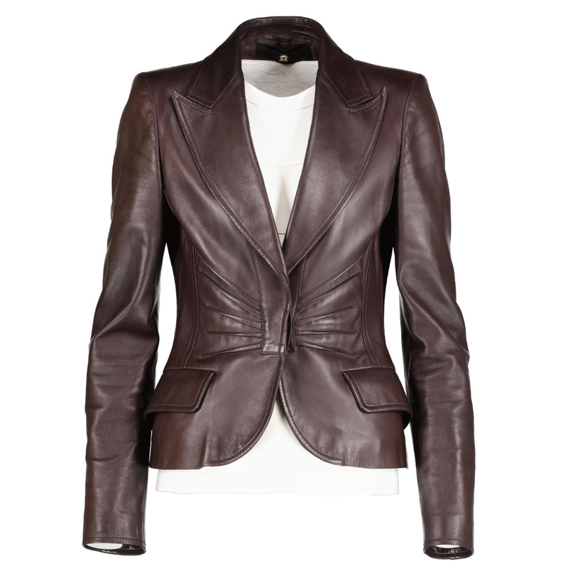 Buy authentic second hand Gucci Burgundy Leather Jacket - Size 40 at Labellov.com