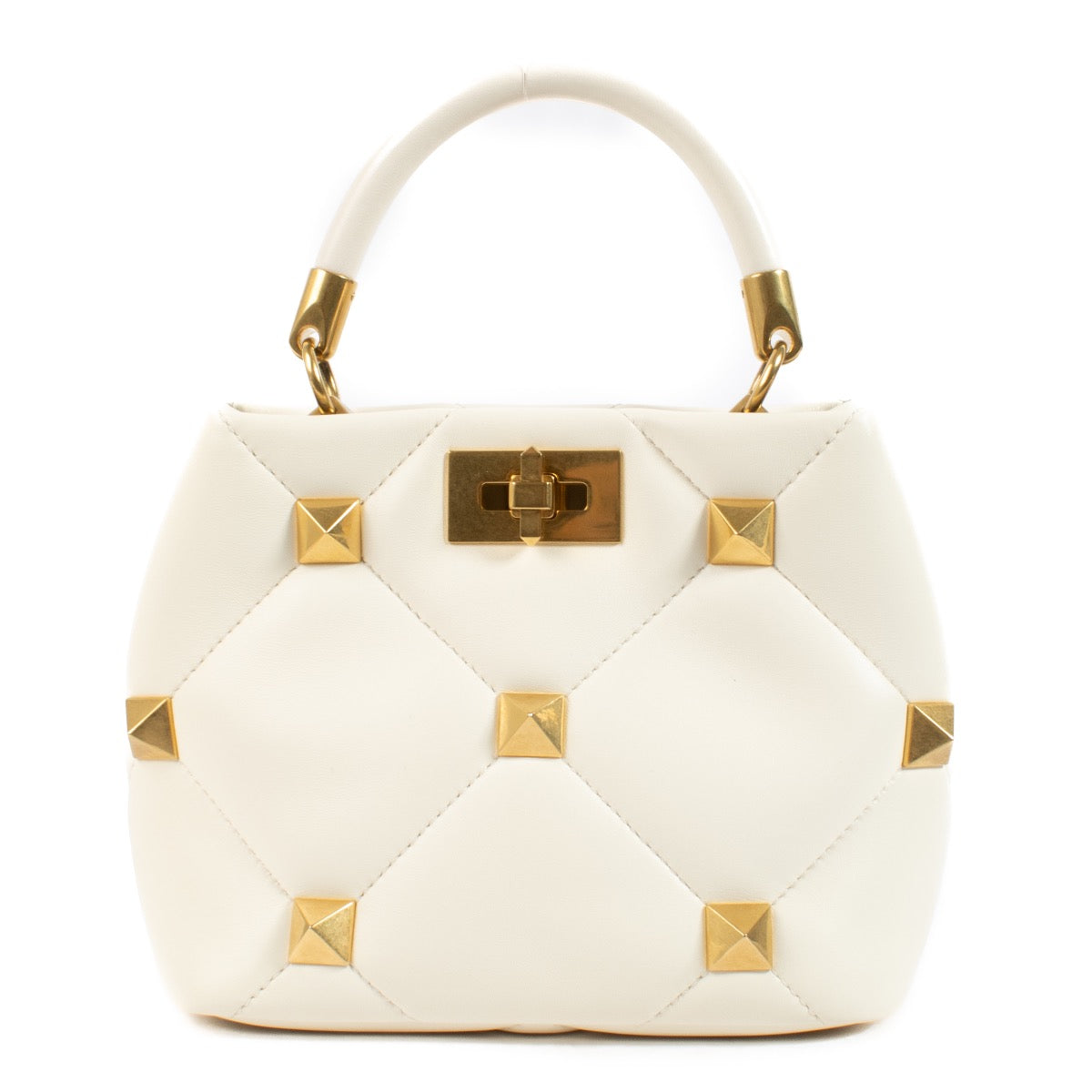 Authentic second hand Valentino Garavani White Small Rockstud The Handle Bag on Labellov.com