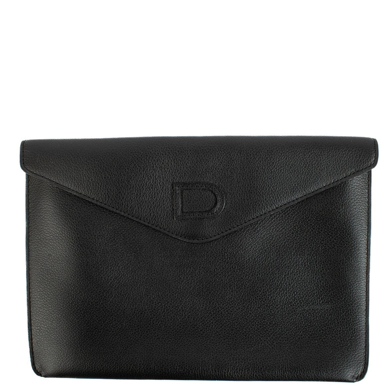 Delvaux Black Leather Envelop Clutch