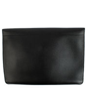 Delvaux Black Leather Envelop Clutch