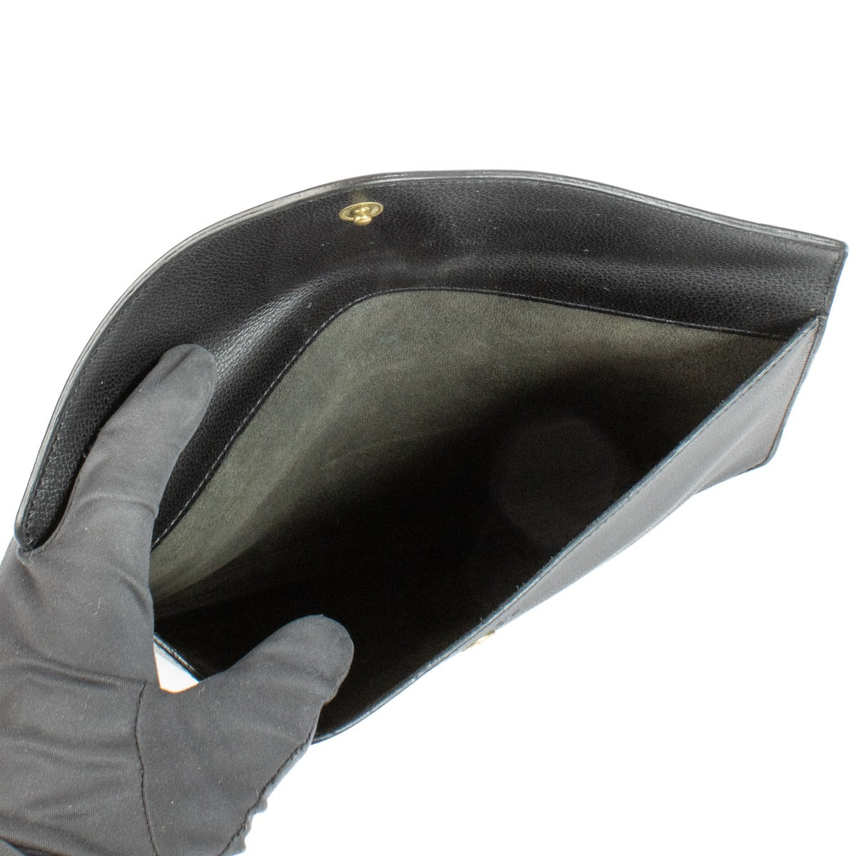 Delvaux Zwart Leren Envelop Clutch
