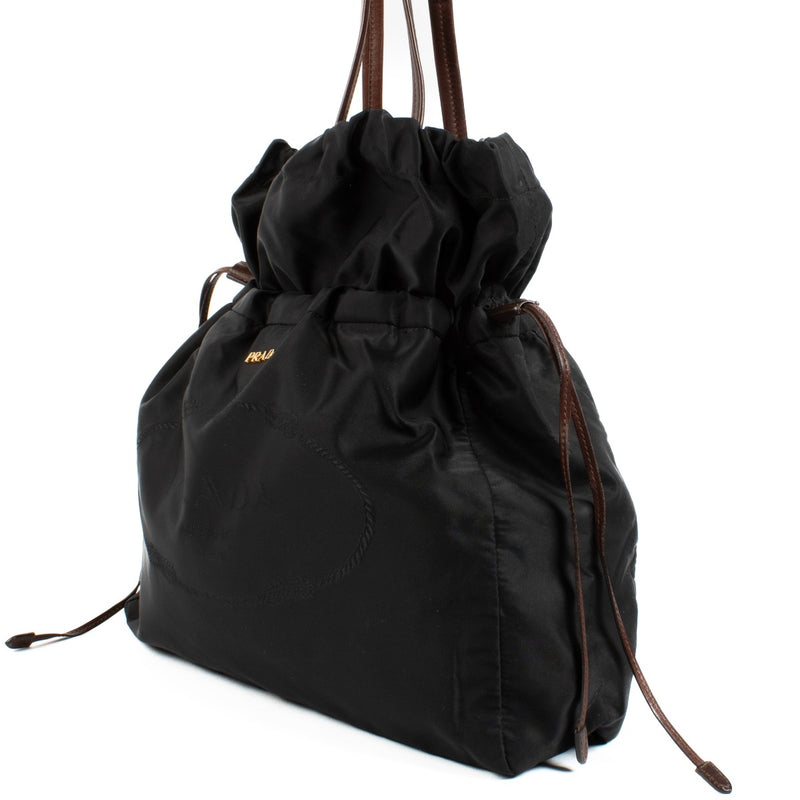Prada Black Nylon Drawstring Bag