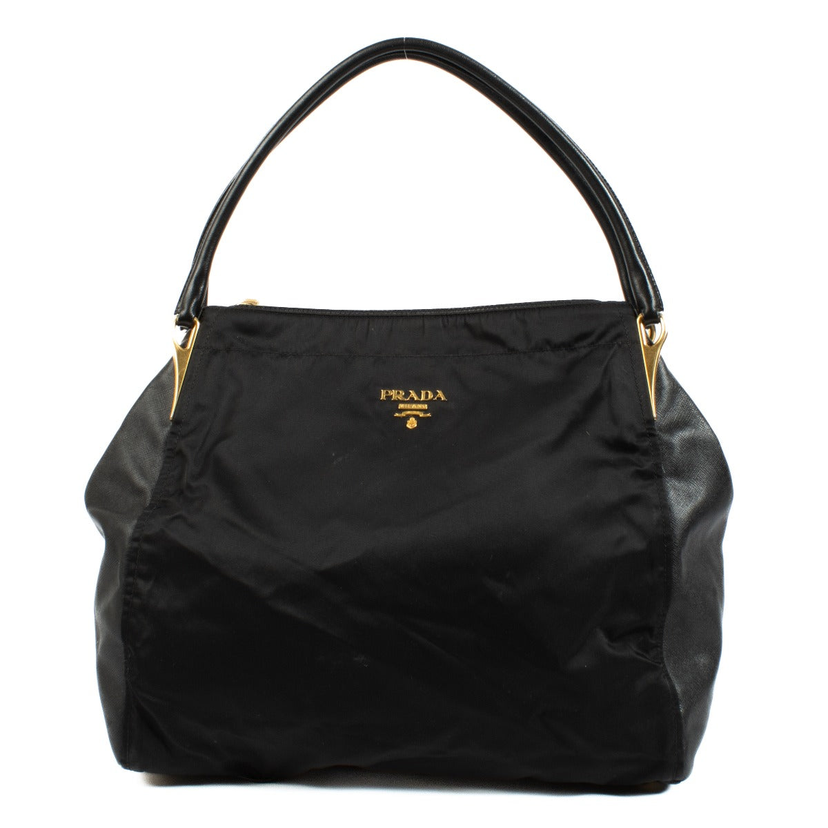 Prada Black Nylon/Saffiano Large Shoulder Bag