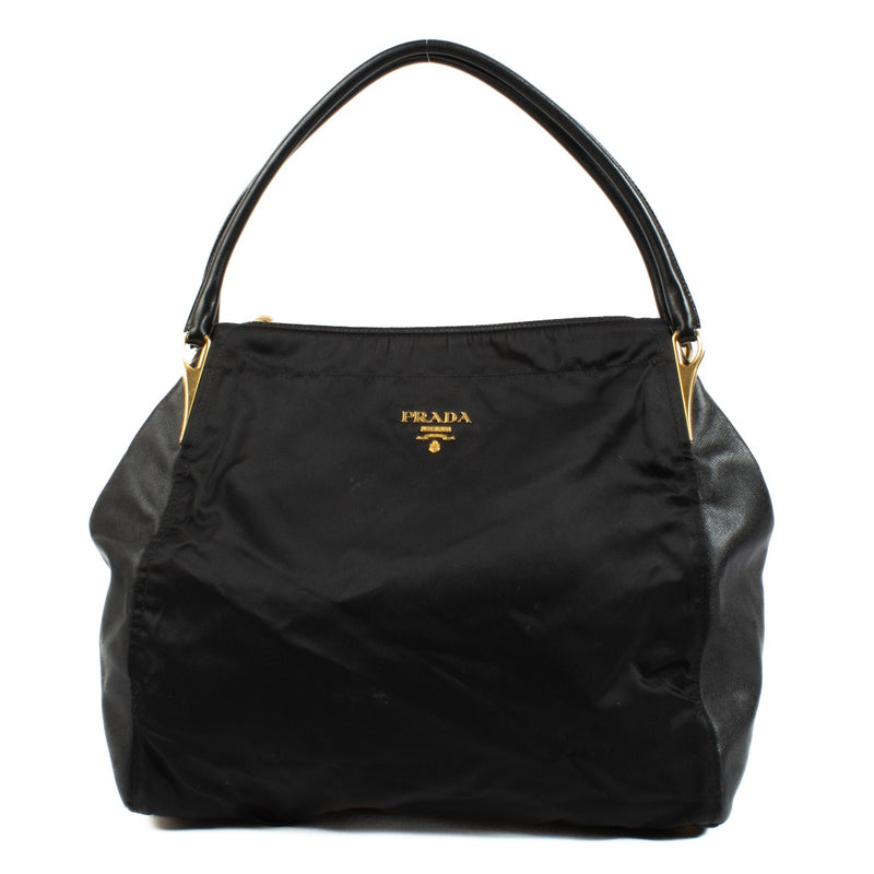Prada Black Nylon/Saffiano Large Shoulder Bag
