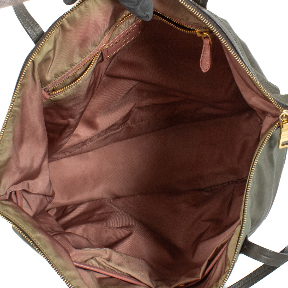 Prada Khaki Nylon Tote Bag