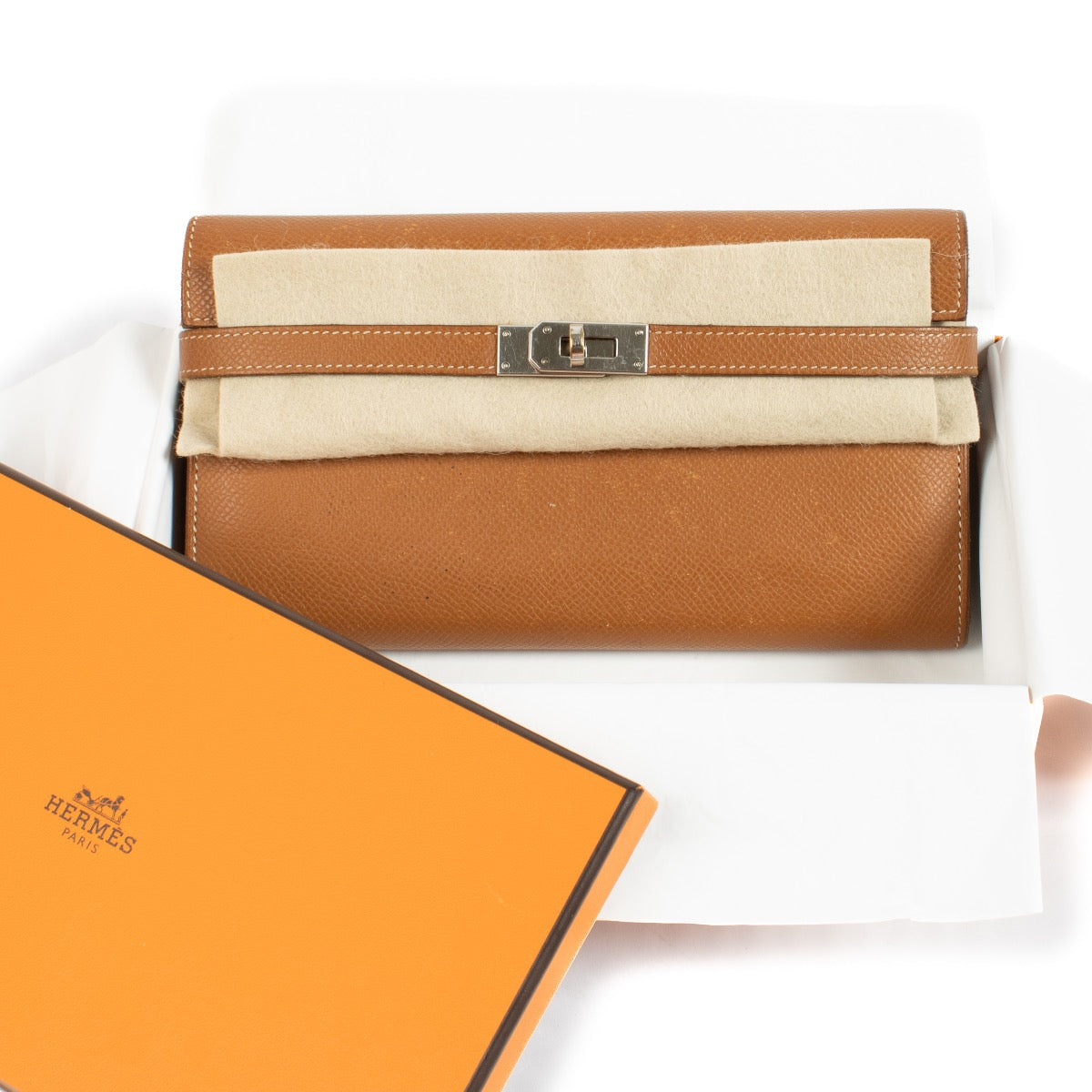Shop 100% authentic second hand Hermès Gold Epsom Kelly Classic Wallet on Labellov.com