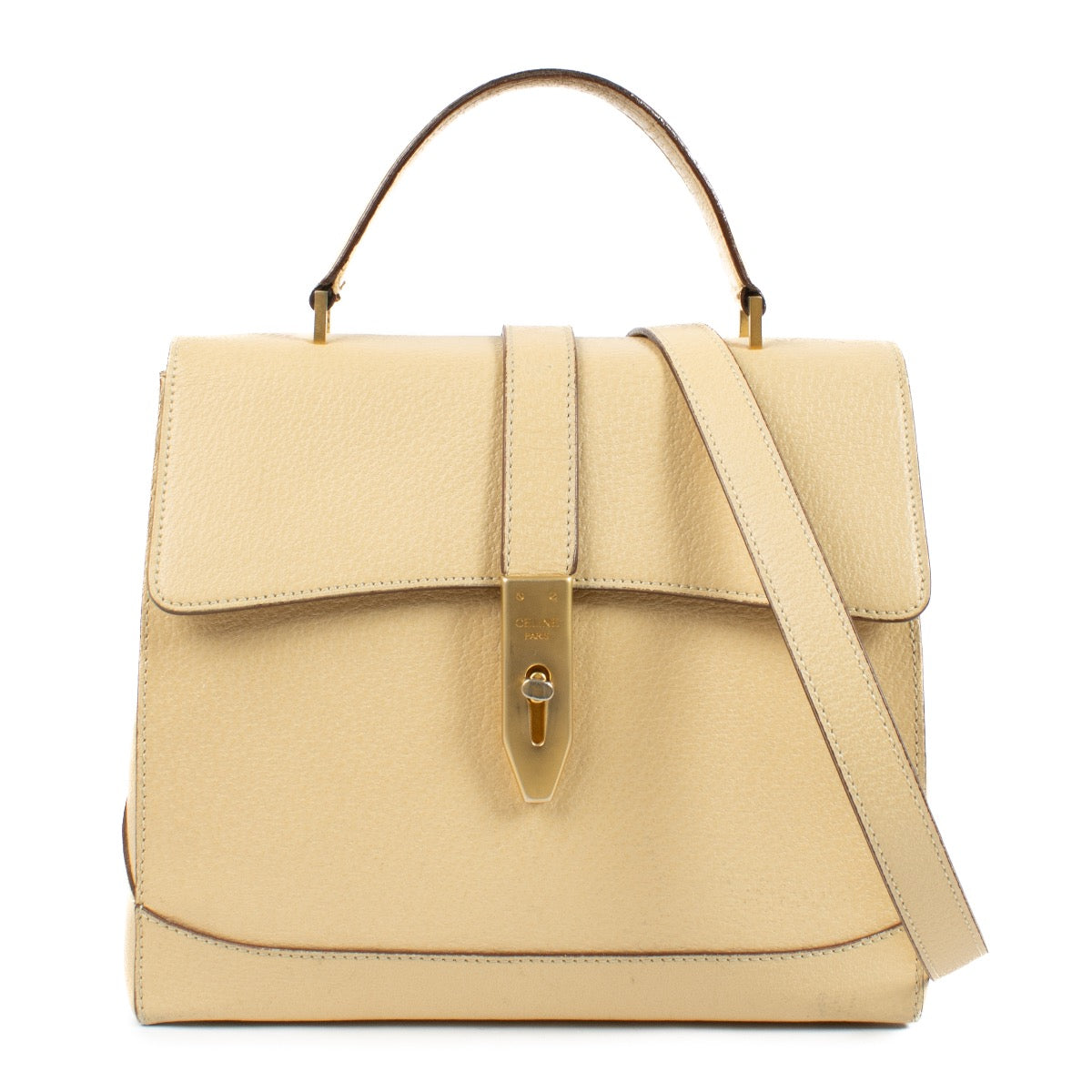 Buy authentic second hand Celine Beige Vintage 16 Turn Lock Bag at Labellov.com
