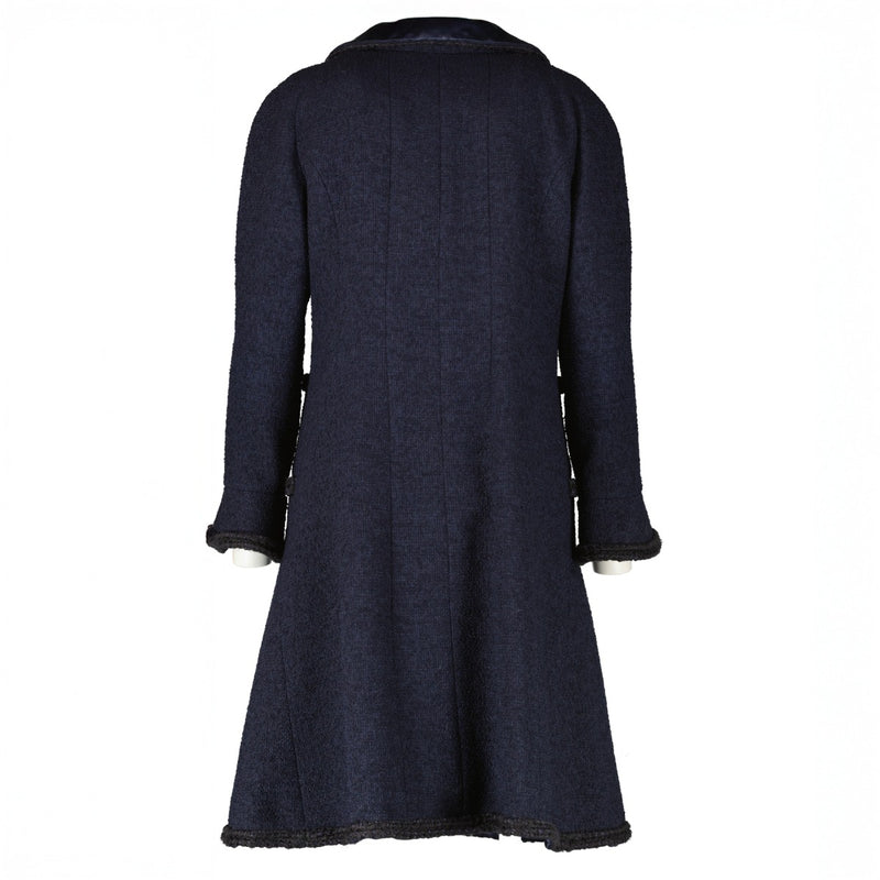 shop 100% authentic second hand Chanel 13K Blue Braided Trim Long Jacket - Size FR40 on Labellov.com