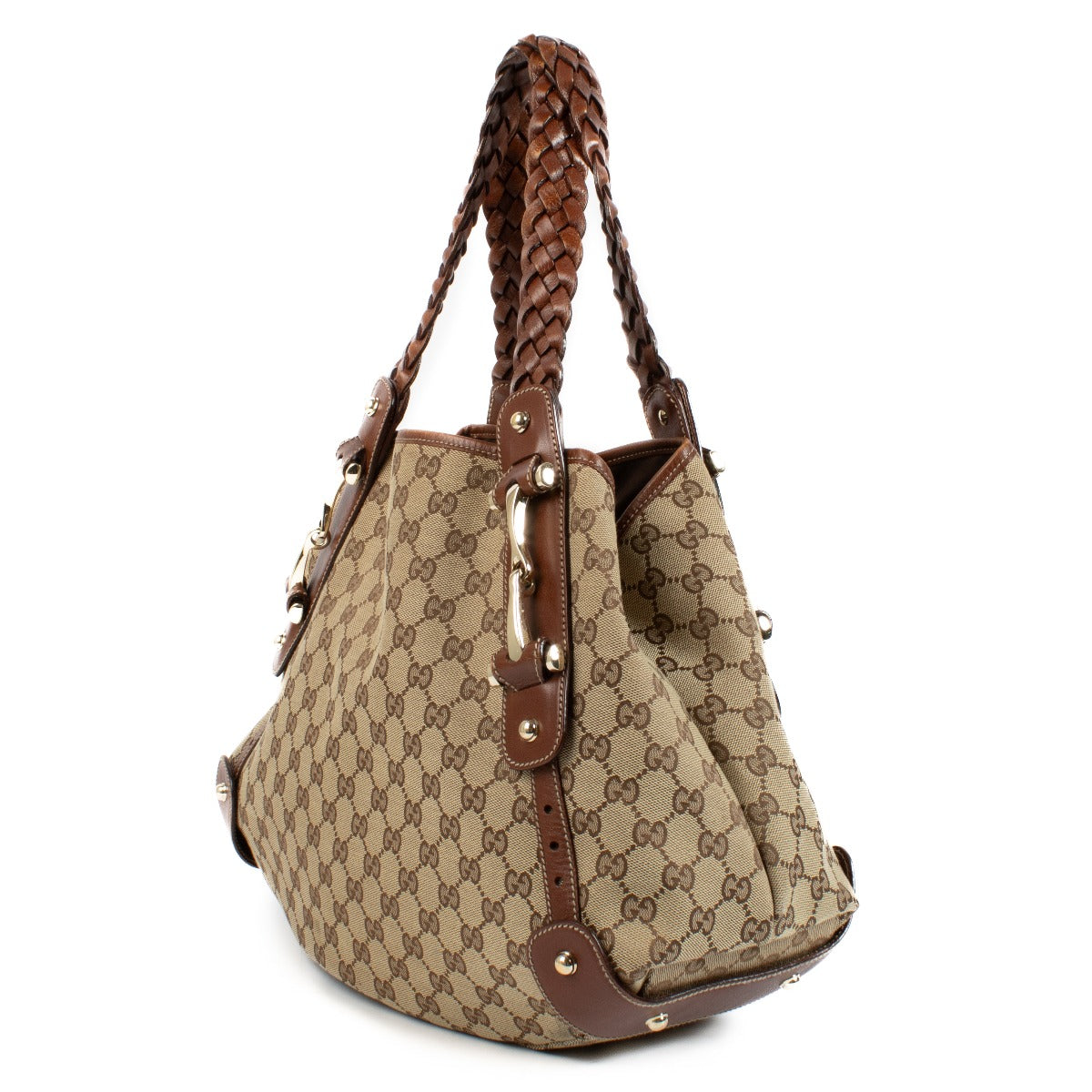 Buy authentic second hand Gucci Beige/Brown GG Canvas Horsebit Pelham Shoulder Bag at Labellov.com
