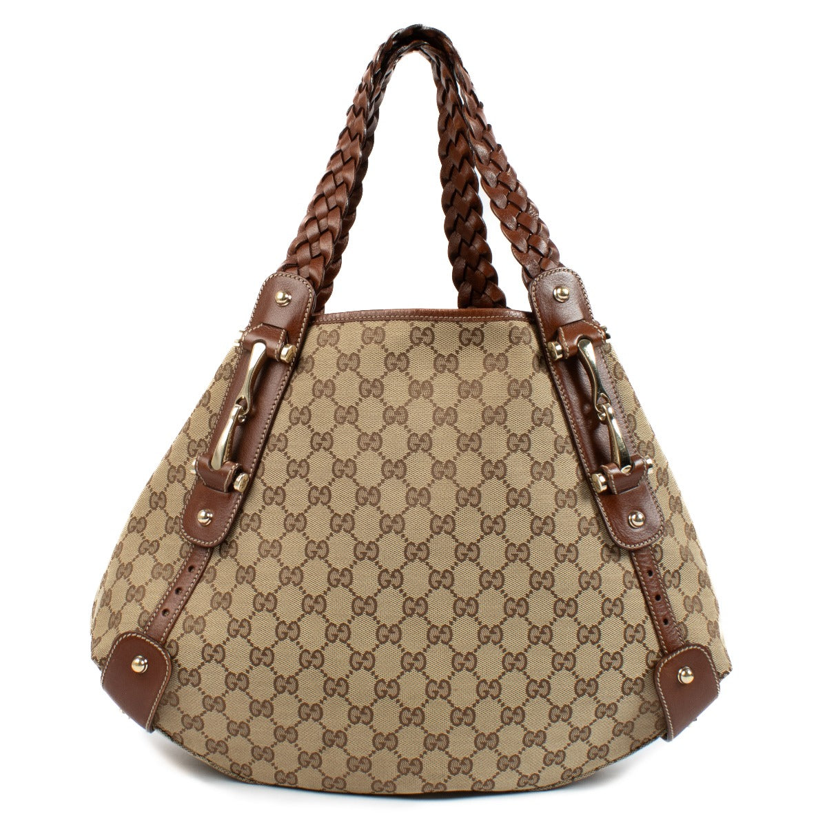 Buy authentic second hand Gucci Beige/Brown GG Canvas Horsebit Pelham Shoulder Bag at Labellov.com