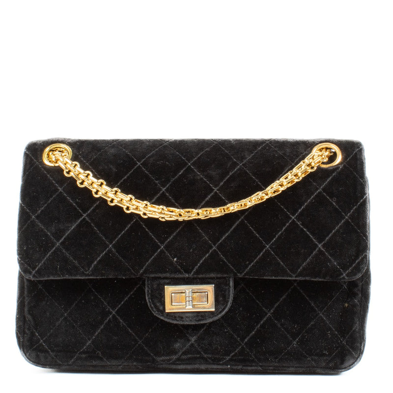 Shop 100% authentic second hand Chanel Black Velvet Medium 2.55 Bag on Labellov.com