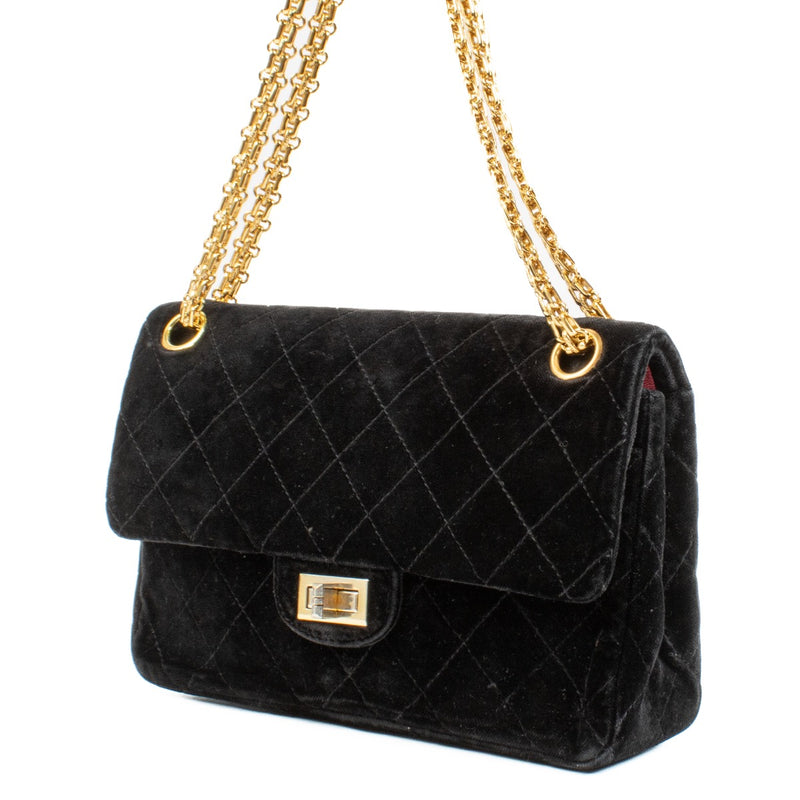 Shop 100% authentic second hand Chanel Black Velvet Medium 2.55 Bag on Labellov.com