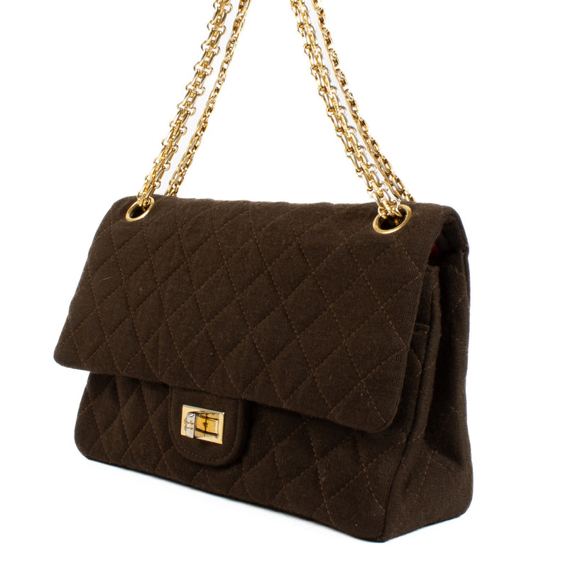 Shop 100% authentic second hand Chanel Brown Jersey Medium 2.55 Bag on Labellov.com