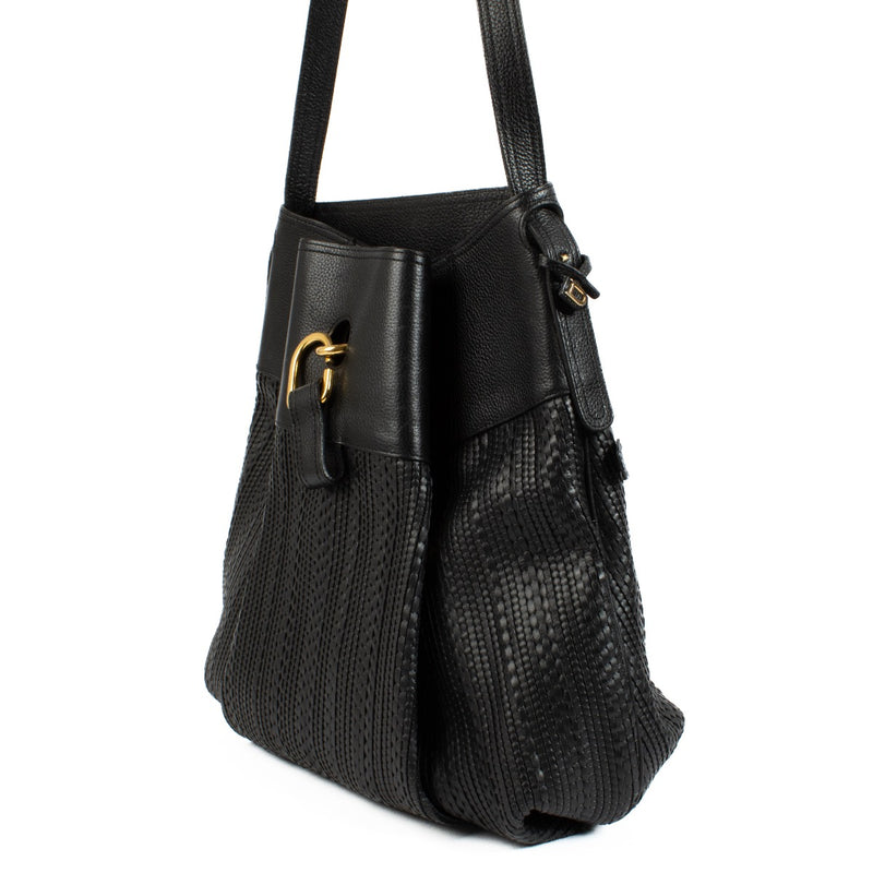 Authentic second hand Delvaux Black Toile de Cuir Faust Shoulder bag on Labellov.com