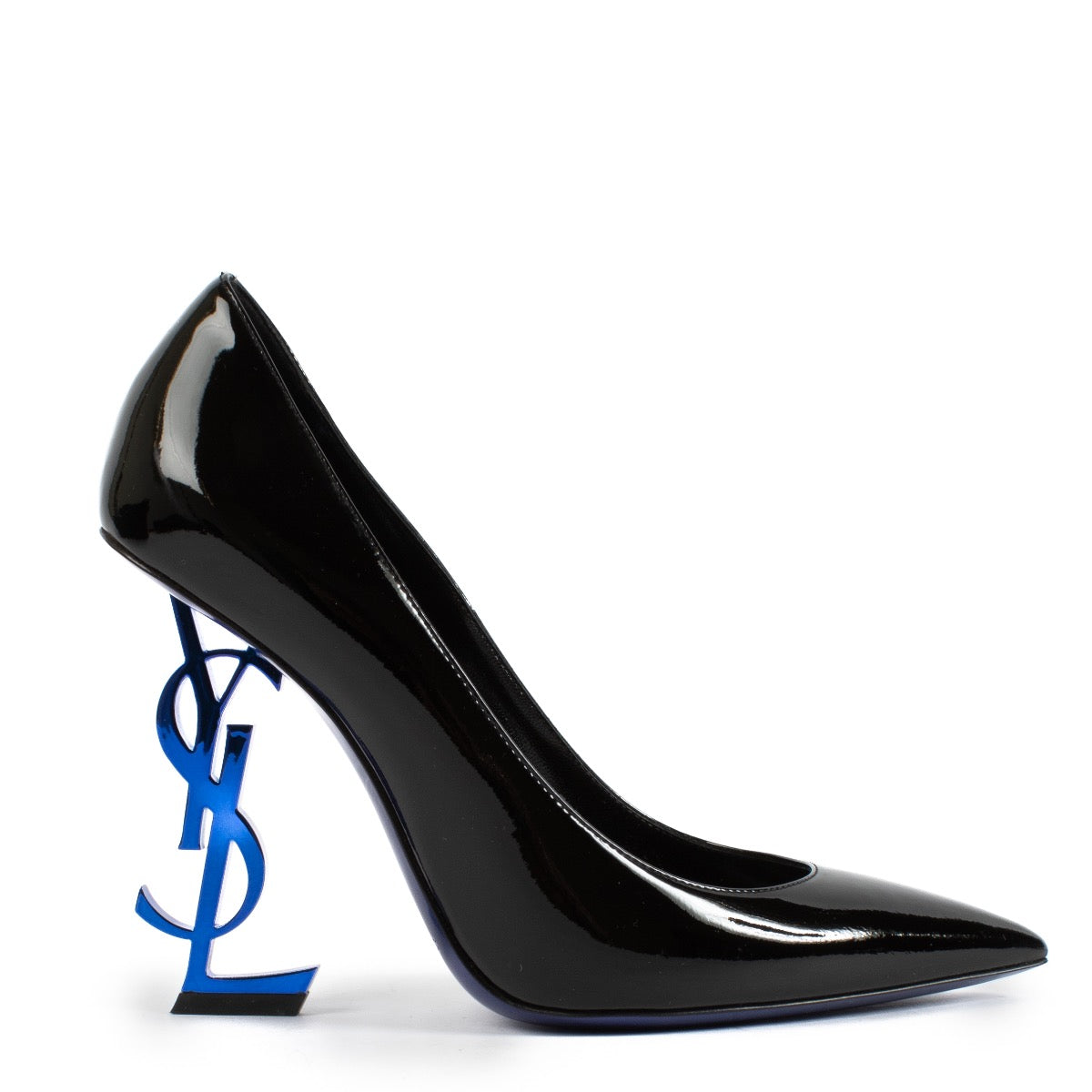 Buy authentic second hand Saint Laurent Black Patent Leather Luci Blue Roy Heels - Size 37 at Labellov.com