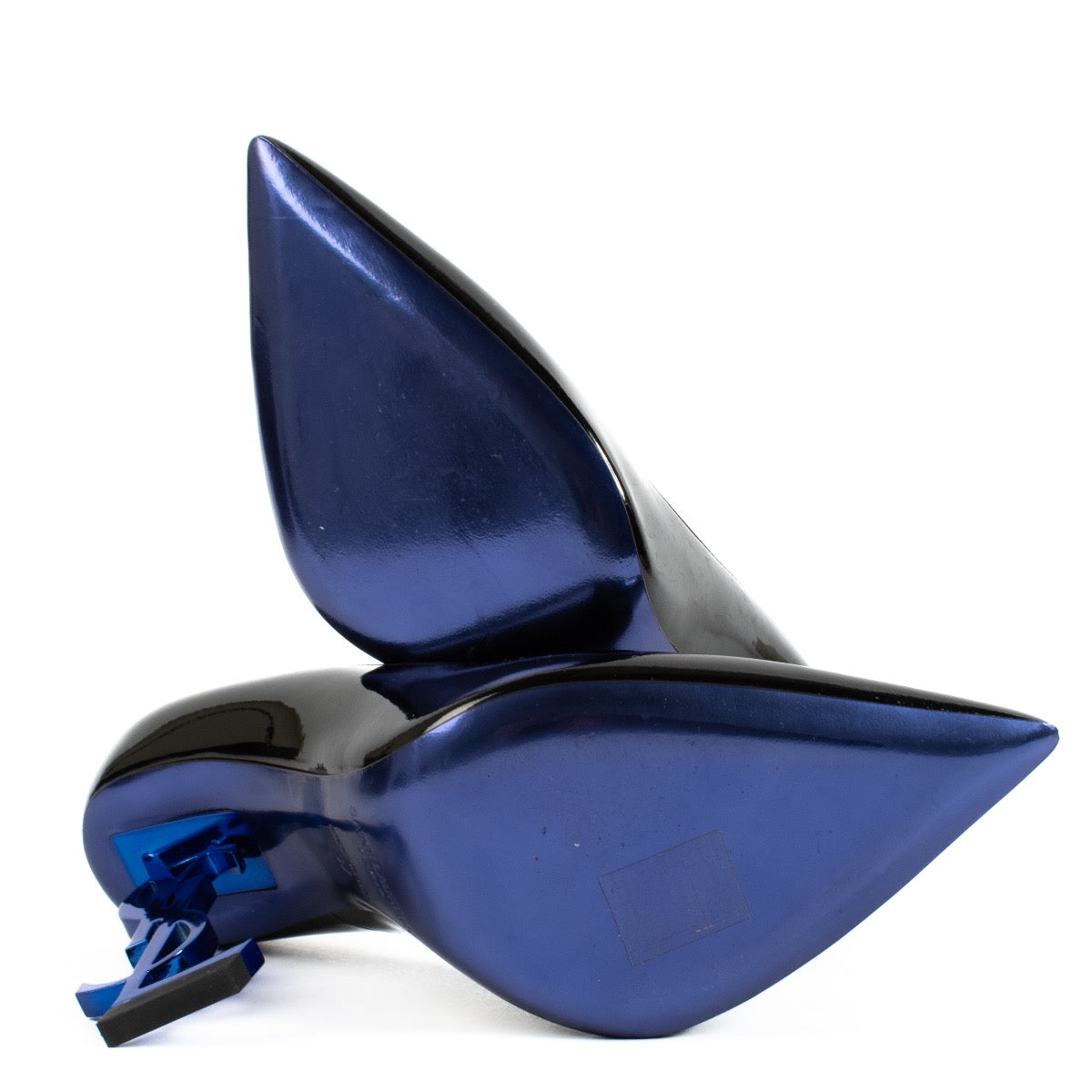 Buy authentic second hand Saint Laurent Black Patent Leather Luci Blue Roy Heels - Size 37 at Labellov.com