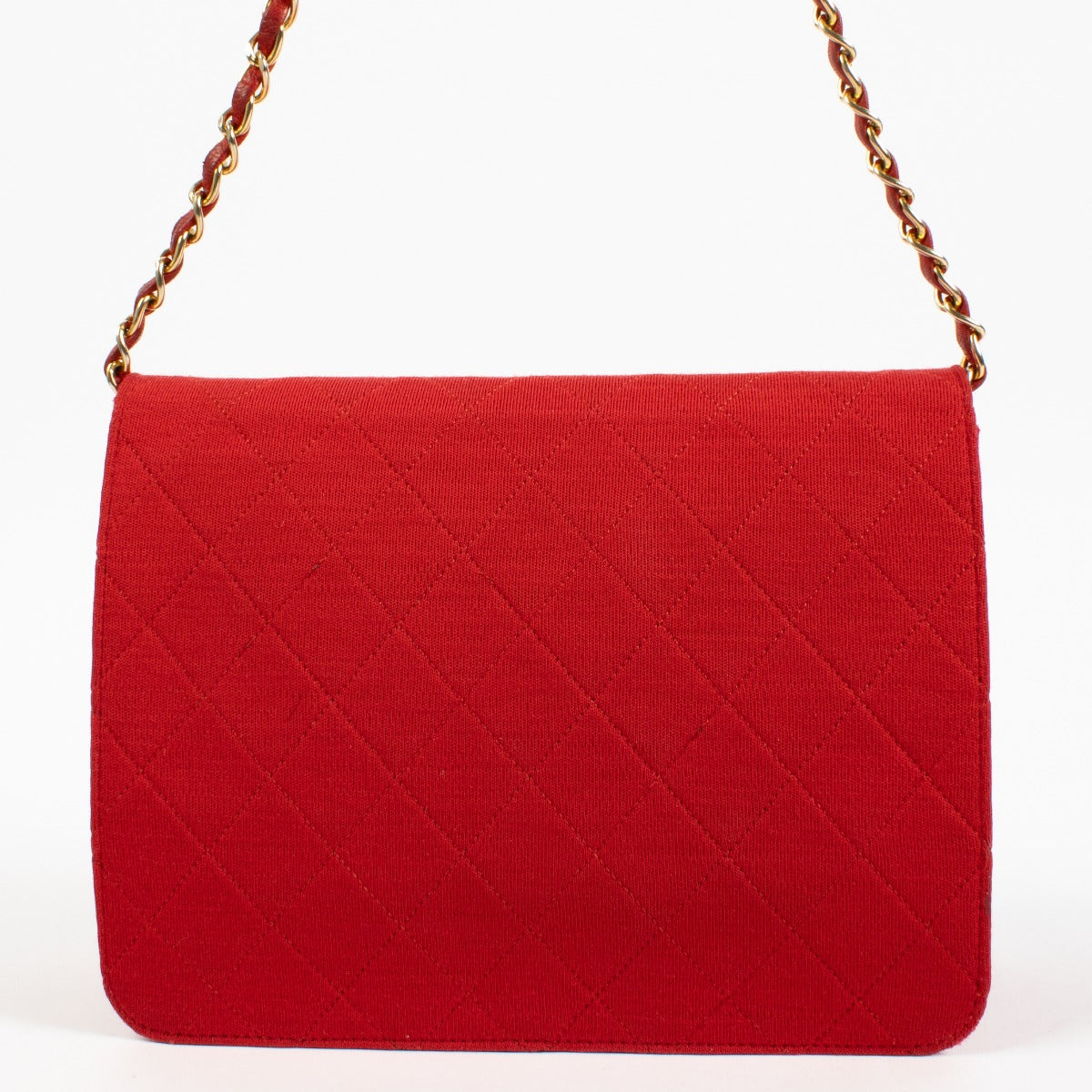 Chanel Vintage Rode Jersey Classic Chain Tas