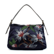 Shop safe online at Labellov in Antwerp, Brussels and KNokke this 100% authentic second hand Fendi Zucchino-Trimmed Floral Satin Mamma Baguette Bag