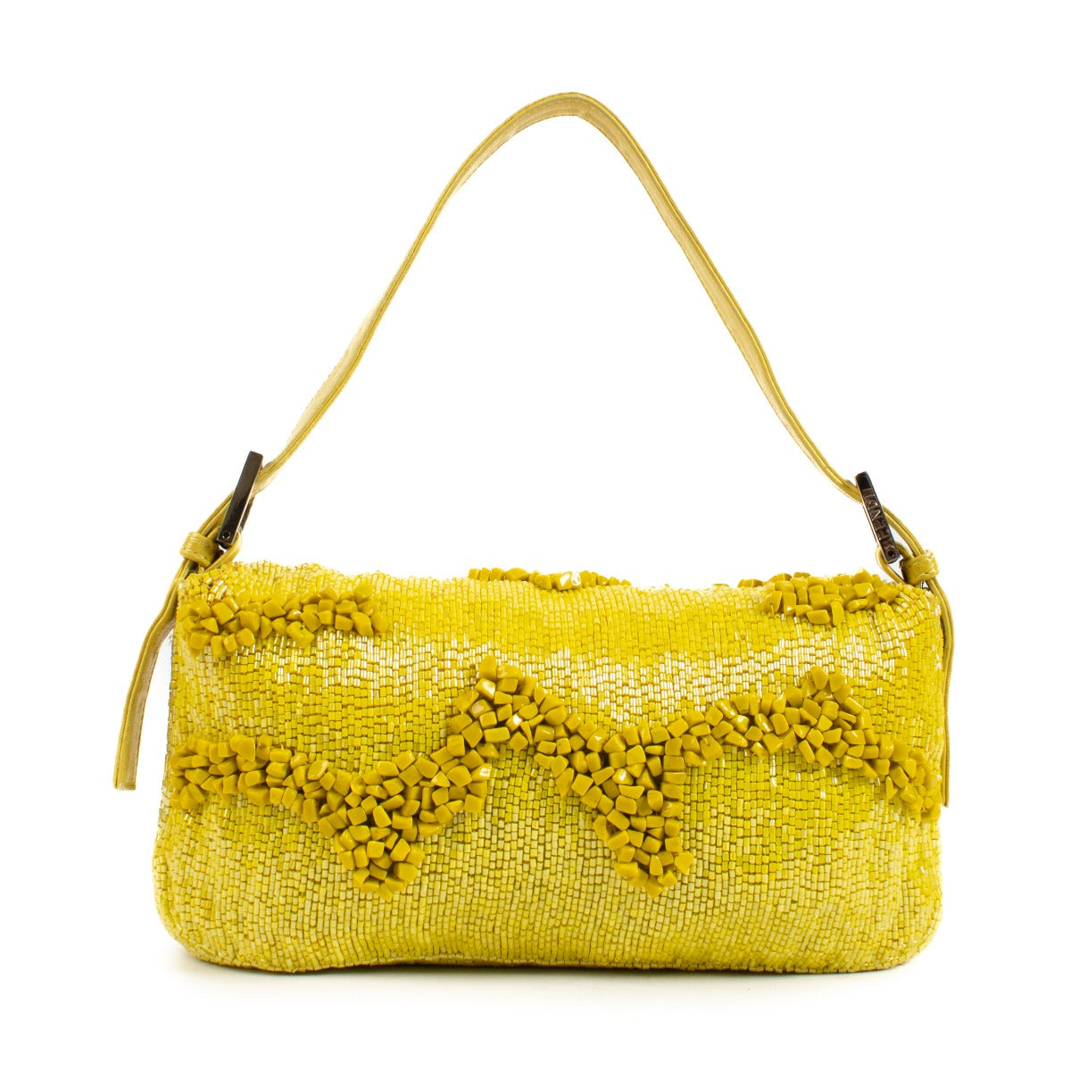 Fendi Limited Edition Yellow Gialla Beaded Baguette Bag